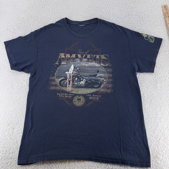 Sons of AMVETS Shirt Mens Large Navy Blue 2014 Bike Show Lithia Springs GA - Picture 2 of 8